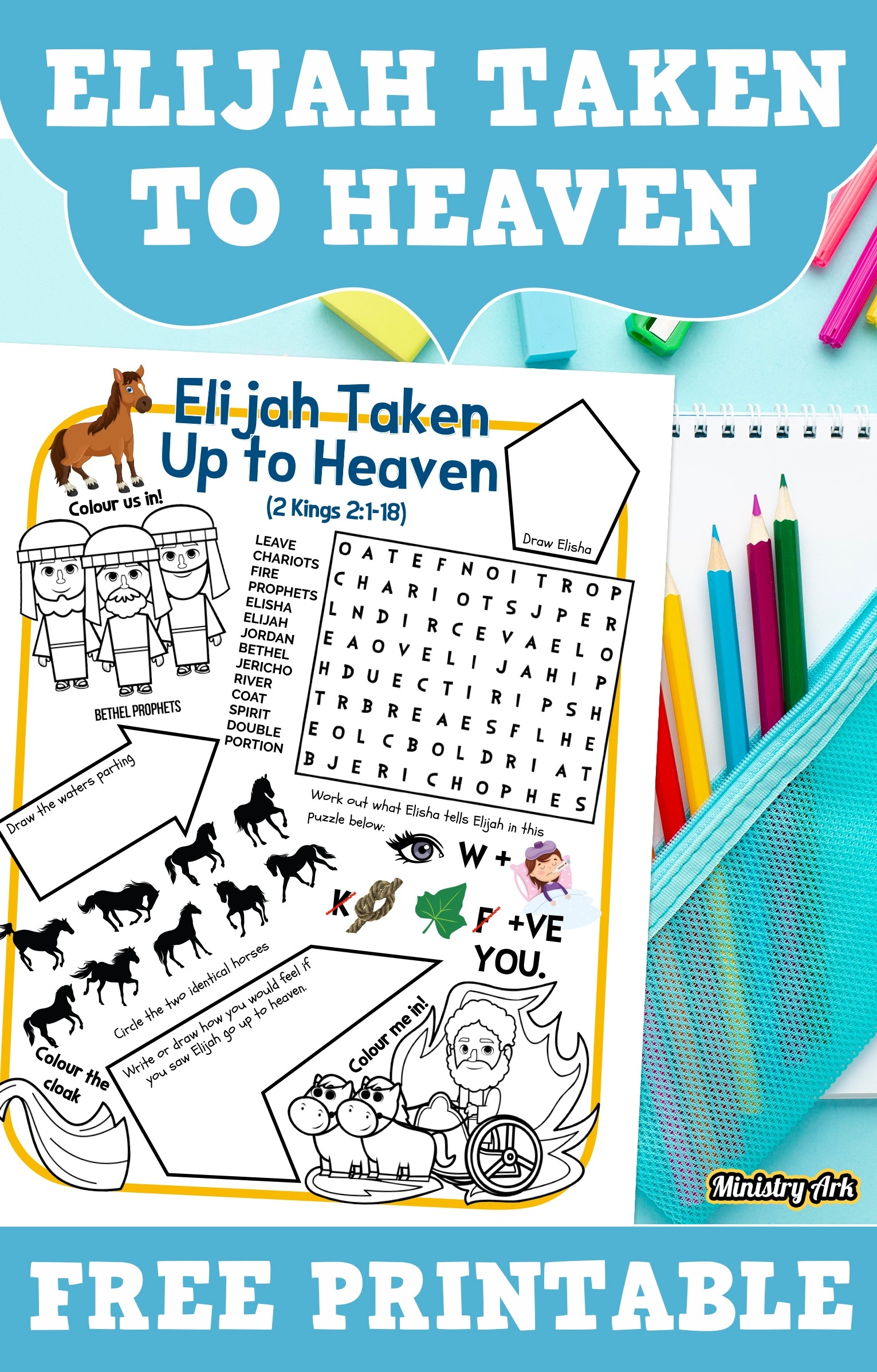 Elijah Taken To Heaven Printable Puzzle Sheet MinistryArk