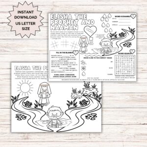 Elisha The Prophet And Naaman Activity Placemat Bible Story Coloring Pages Printable Bible Lesson Sunday School Craft Scripture Games Etsy