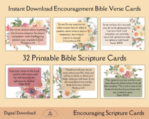 Encouragement Bible Verse Card 30 Scripture Cards Printable Prayer Cards Illustrated Faith Scripture Memory Verse Instant Download Etsy