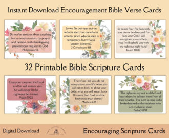 Encouragement Bible Verse Card 30 Scripture Cards Printable Prayer Cards Illustrated Faith Scripture Memory Verse Instant Download Etsy