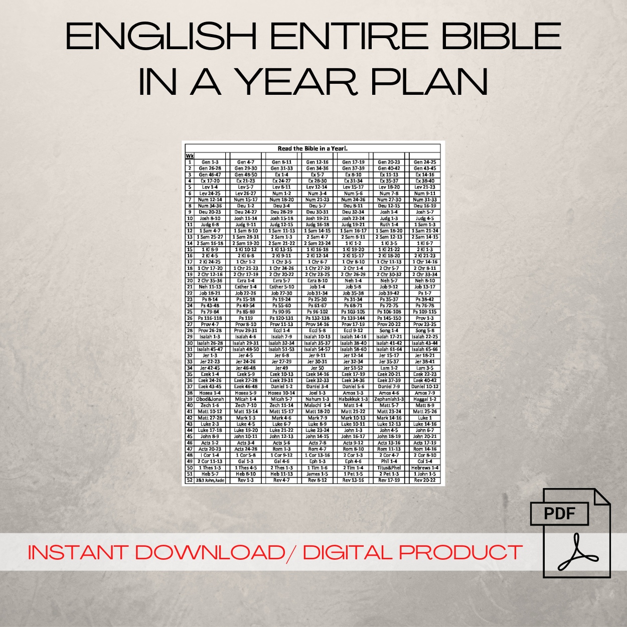 1 Year Bible Reading Plan Printable
