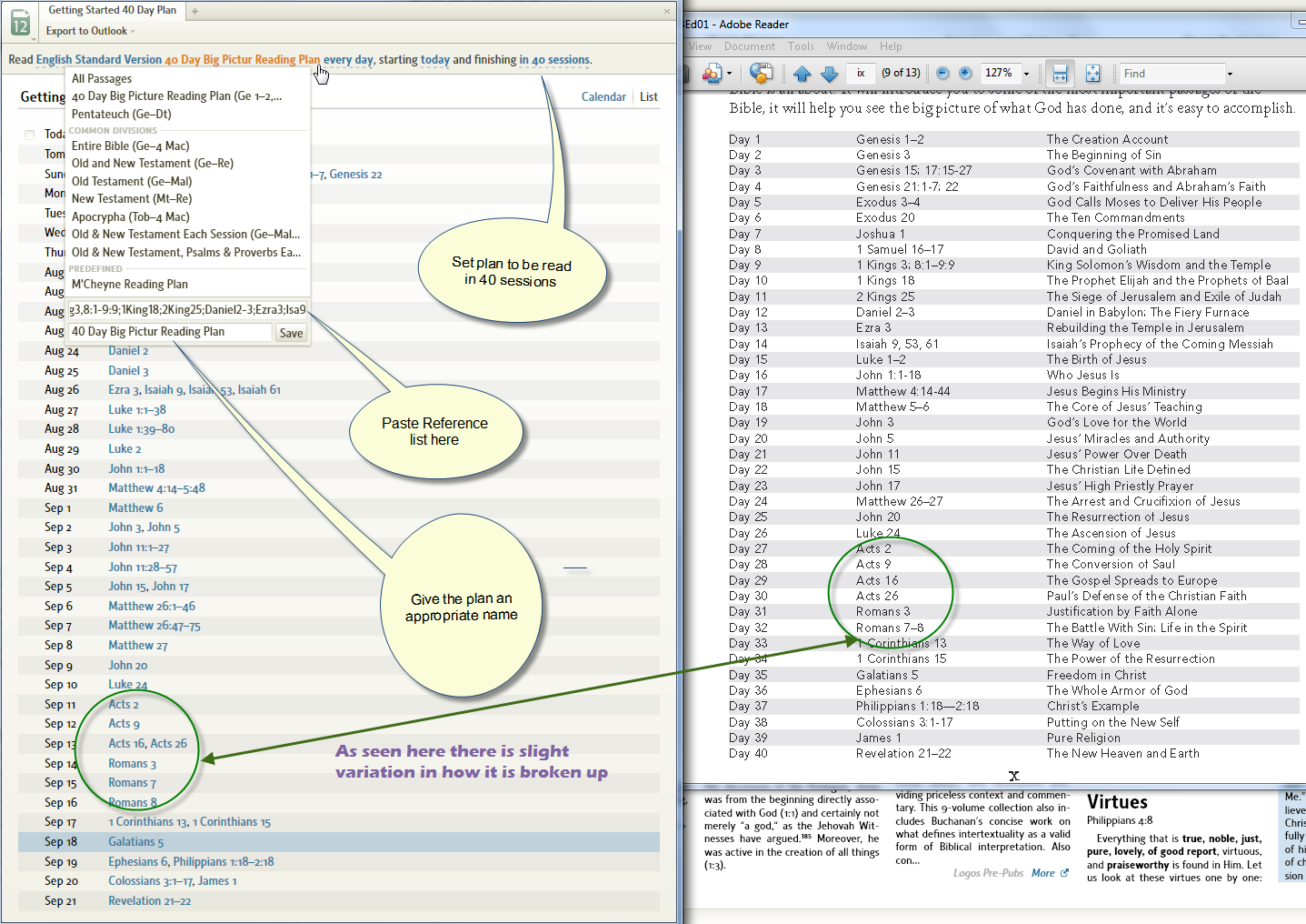 ESV 40 big Picture Day Reading Plan Logos Community
