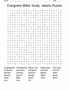 Evergreen Bible Study Adults Puzzle Word Search WordMint