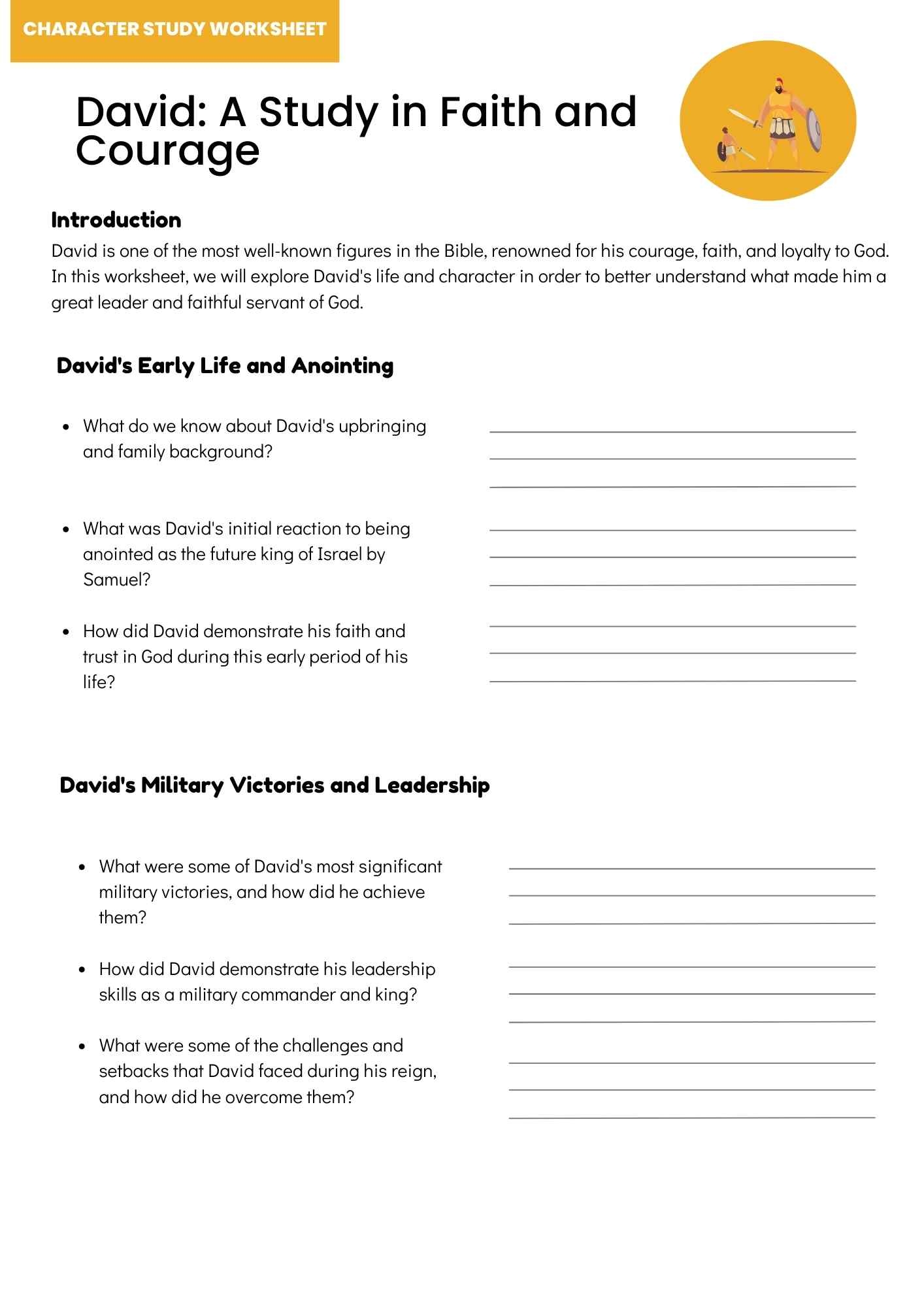 Exploring The Life And Character Of David Free Printable Character Study Worksheet Free Bible Worksheets