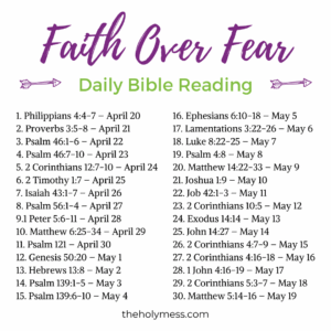 Faith Over Fear 30 Day Bible Reading Plan Printable The Holy Mess