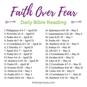 Faith Over Fear 30 Day Bible Reading Plan Printable The Holy Mess