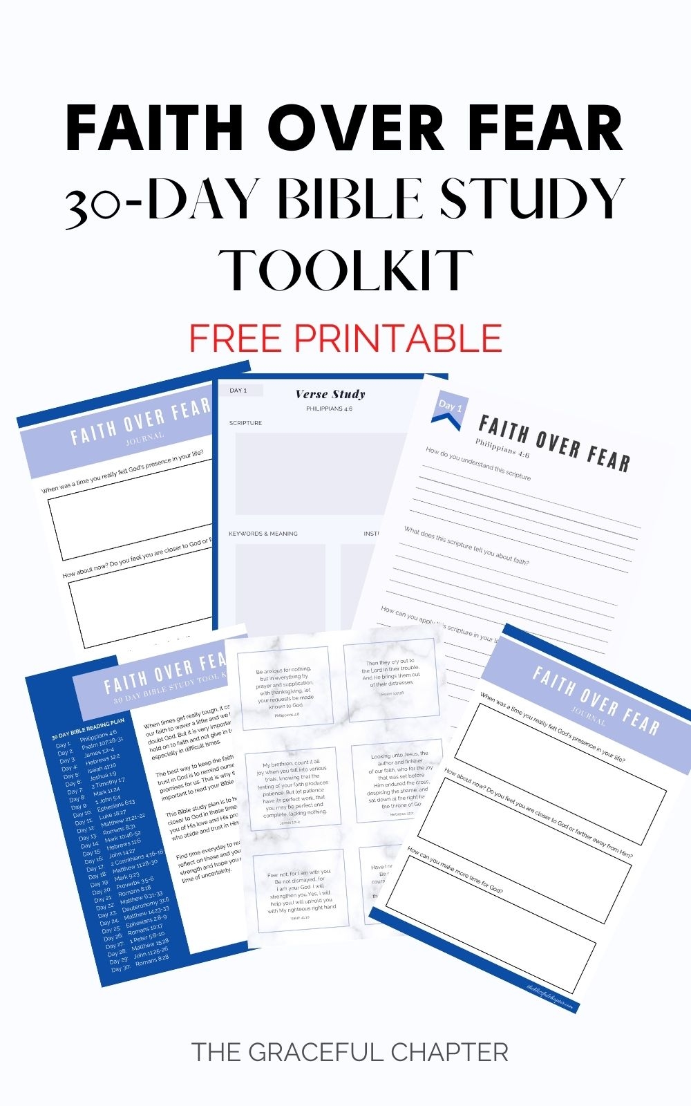 Faith Over Fear Free 30 Day Bible Study Toolkit The Graceful Chapter