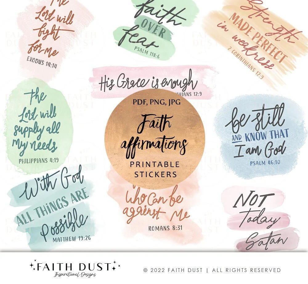 Faith Verses Digital Stickers Bible Journaling Printable Stickers Inspirational Quotes Digital Planner Stickers Bonus Individual PNG Etsy