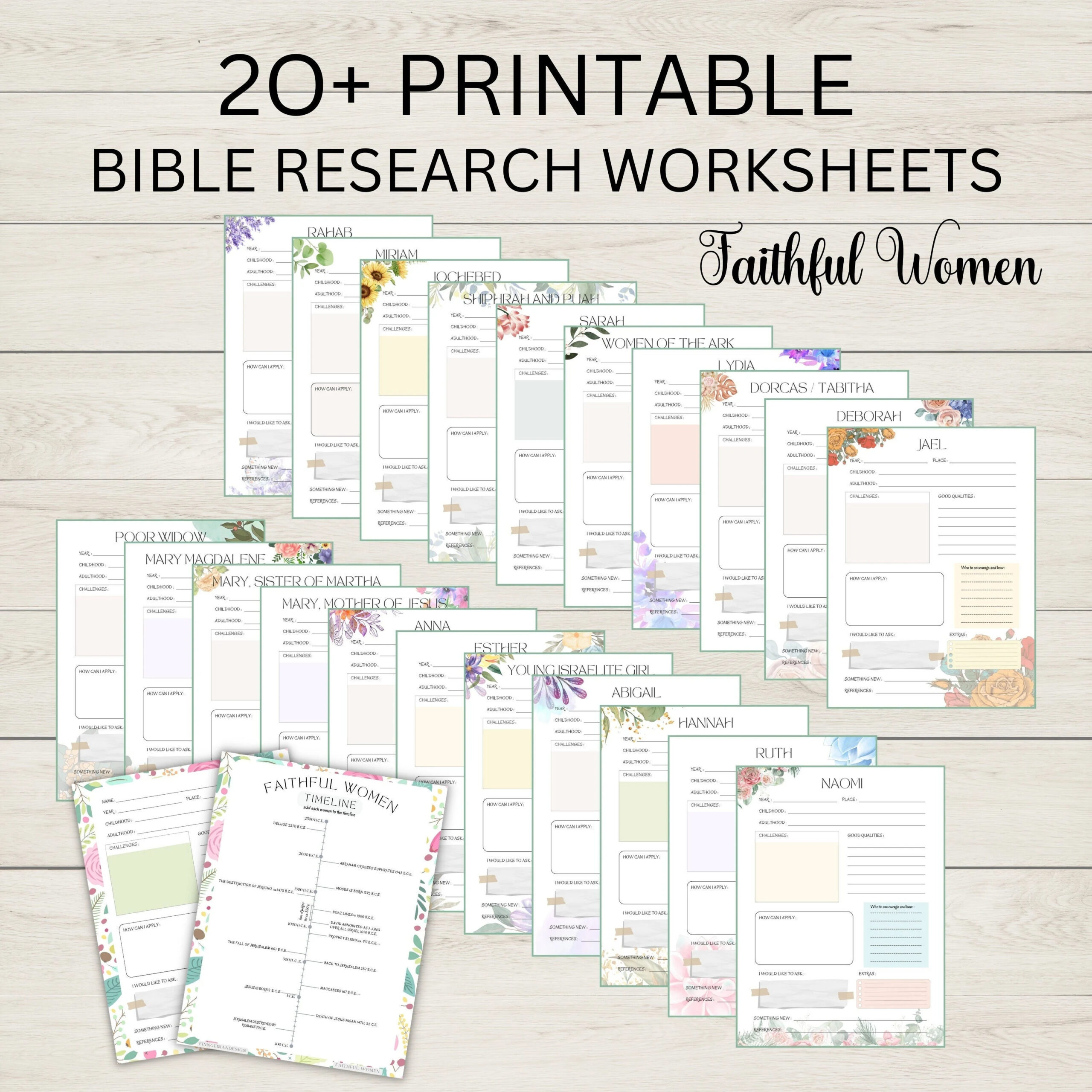 faithful women bible study printable women of faith biblical research worksheets christian bible study help bible reading journal homeschool etsy