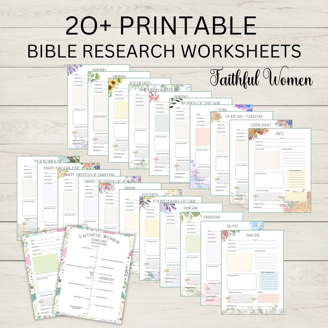 Faithful Women Bible Study Printable Women Of Faith Biblical Research Worksheets Christian Bible Study Help Bible Reading Journal Homeschool Etsy