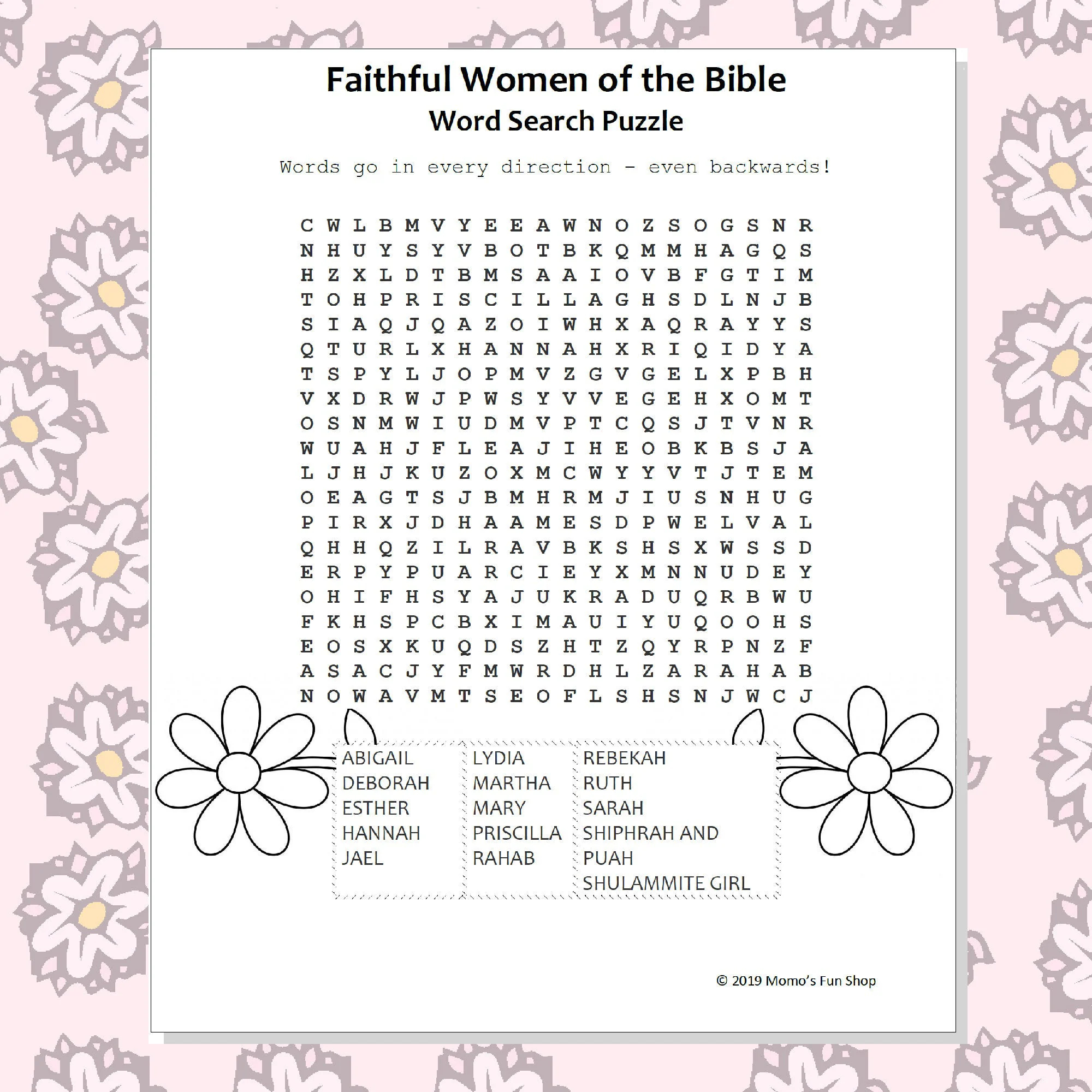 faithful women of the bible word search puzzle jw printables for kids family worship meeting activity sheet instant download pdf etsy