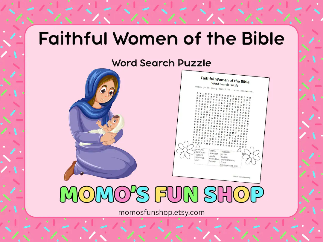 faithful women of the bible word search puzzle jw printables for kids family worship meeting activity sheet instant download pdf etsy