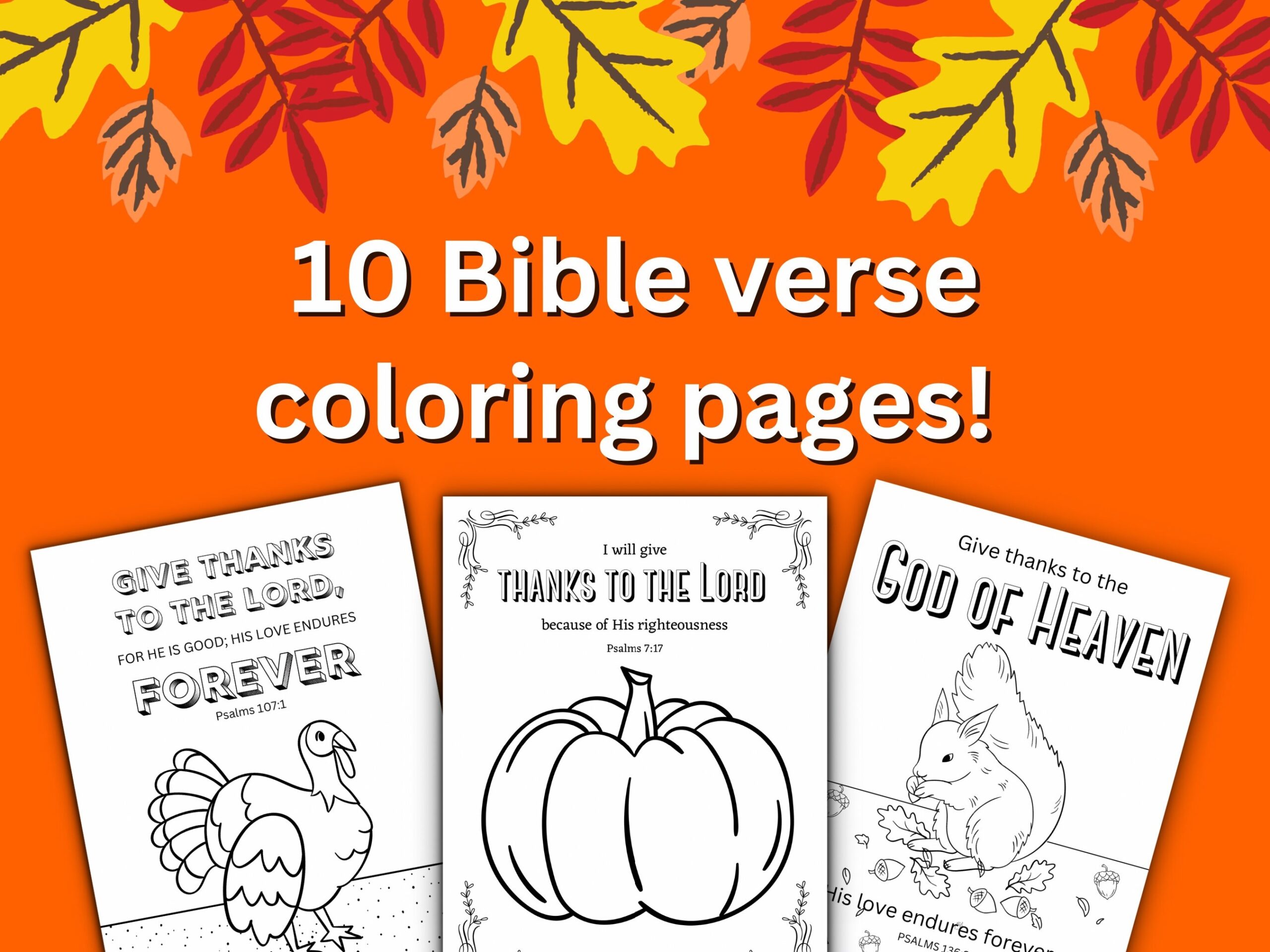 Fall Halloween Thanksgiving Scripture Coloring Pages Kids Adults Bible Verse Coloring Pages Homeschool Activity Sunday School Craft Etsy