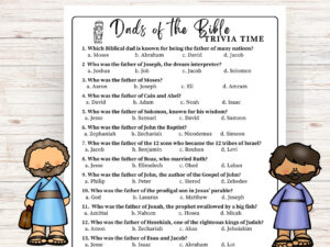 Fathers Day Fathers Of The Bible Trivia For Church And Bible Study Fathers Day Sunday School Game Printable Dads Of The Bible Trivia Quiz Etsy