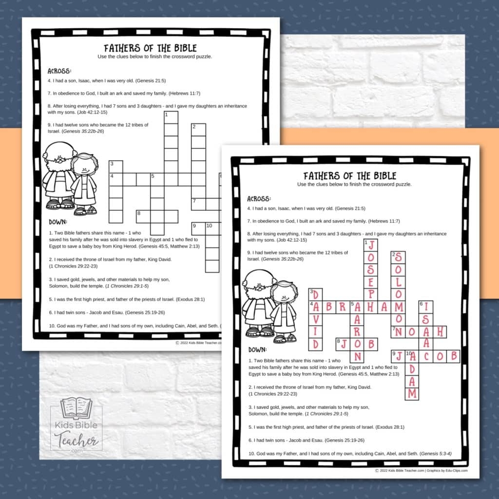 Fathers In The Bible Activity Pages Kids Bible Teacher