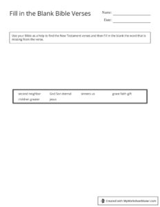 Fill In The Blank Bible Verses My Worksheet Maker Create Your Own Worksheets