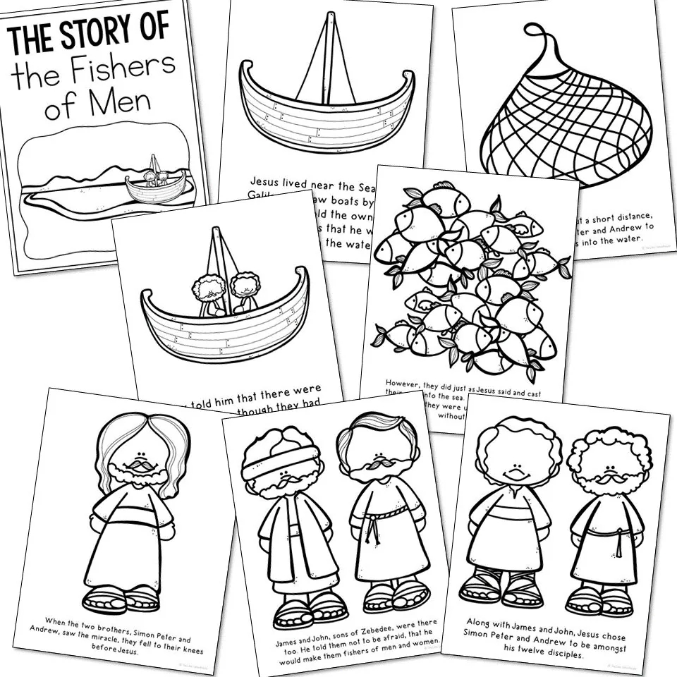 FISHERS OF MEN Bible Story Activity Posters Christian Homeschool Printable Bible Study For Kids Sunday School Church Bulletin Board Etsy