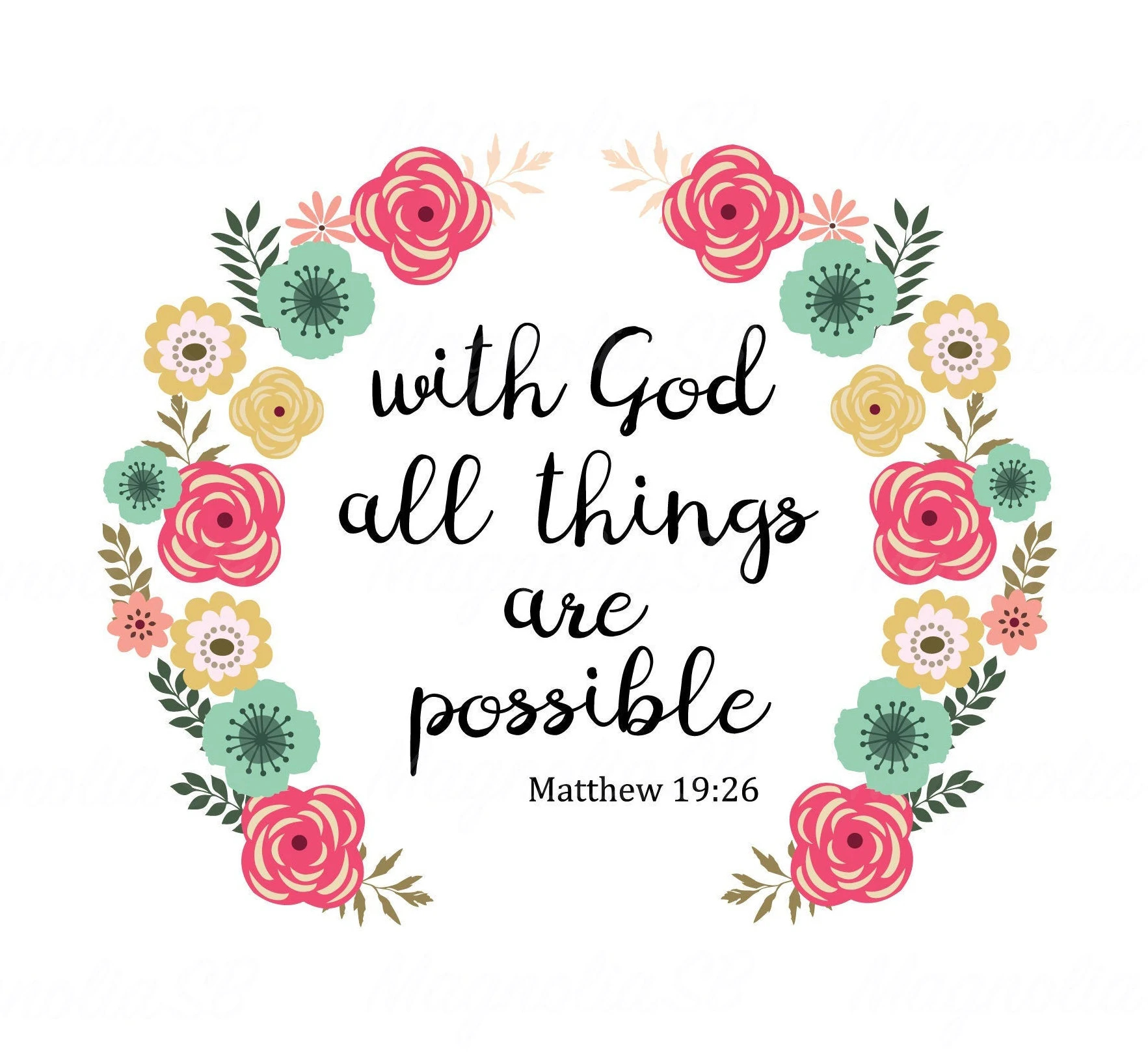 Floral Bible Verse Clip Art Christian Scrapbooking digital Download Etsy