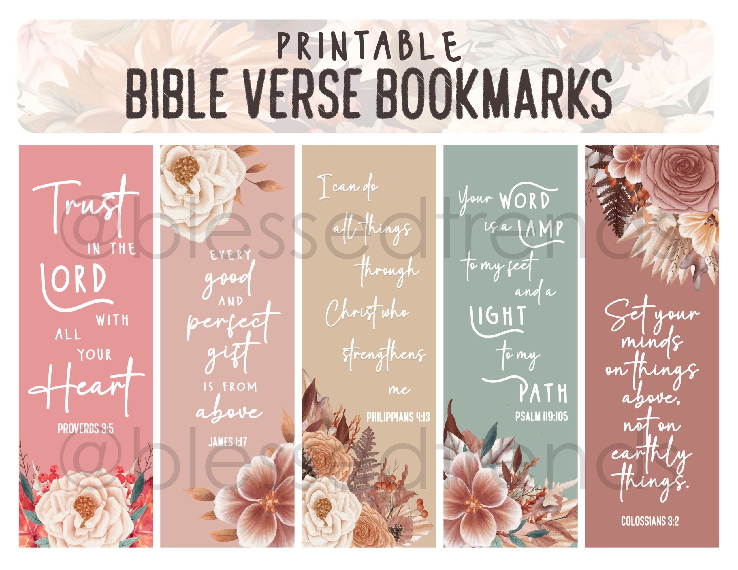 Floral Boho Christian Printable Bible Verse Bookmark Set Digital Bundle Scripture Gifts For Women By Nikkimamauag Raket PH