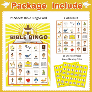 FLYAB Bible Bingo Game For Kids Adults 26 Players Christian
