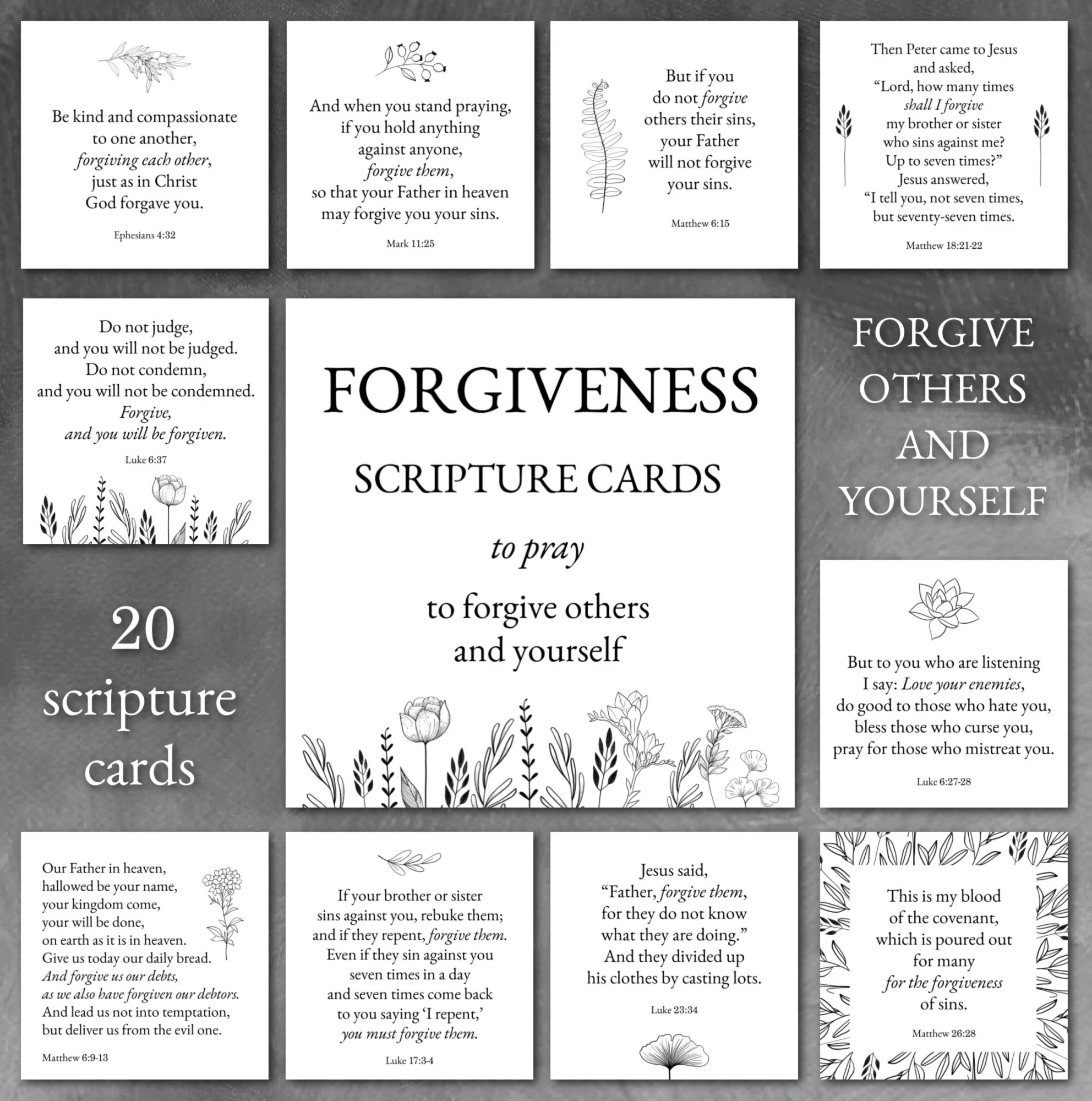 Forgiveness Scripture Cards Printable Forgive Bible Verse Cards Healing Bible Verses Scriptures On Forgiveness Healing Scriptures Etsy