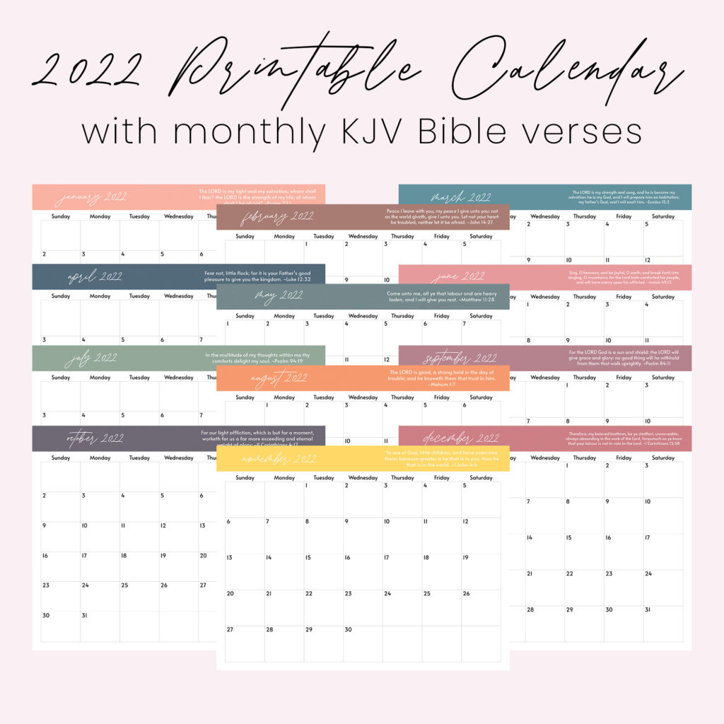 Free 2022 Printable Calendar With KJV Verse Nonstop Mommy