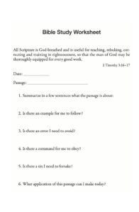 Free Bible Study Worksheets Worksheets Library