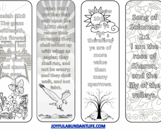 FREE Coloring Bible Verse Bookmarks Joyful Abundant Life