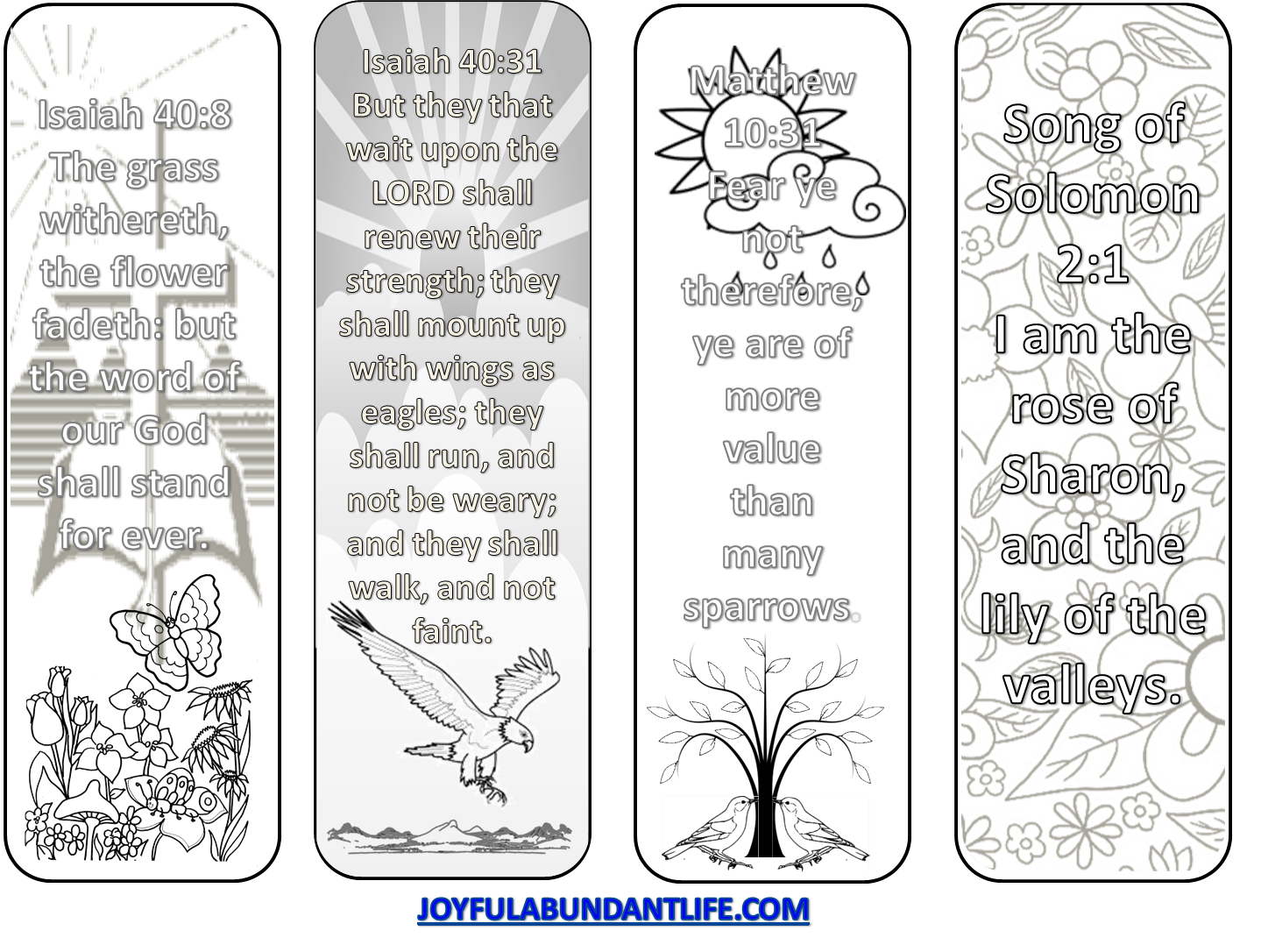 FREE Coloring Bible Verse Bookmarks Joyful Abundant Life