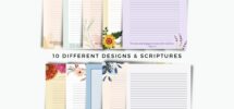 FREE Digital Bible Verse Stationery Pack 10 Designs LINED Unlined PDF Printables For Letter Writing Christian Scripture Printables Etsy