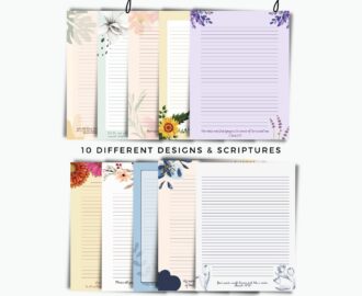 FREE Digital Bible Verse Stationery Pack 10 Designs LINED Unlined PDF Printables For Letter Writing Christian Scripture Printables Etsy