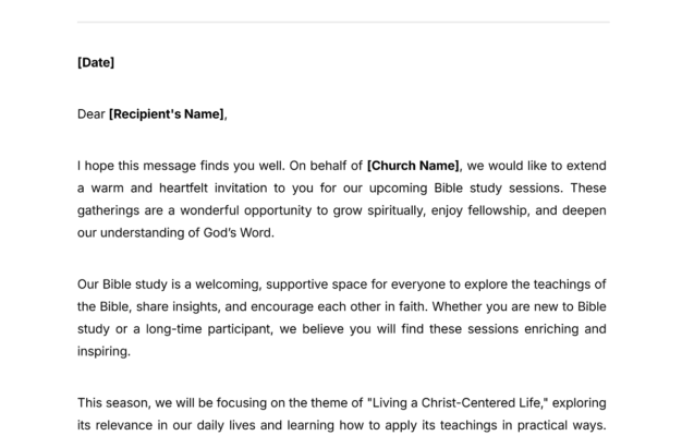 Free Invitation To Church Bible Study Template To Edit Online