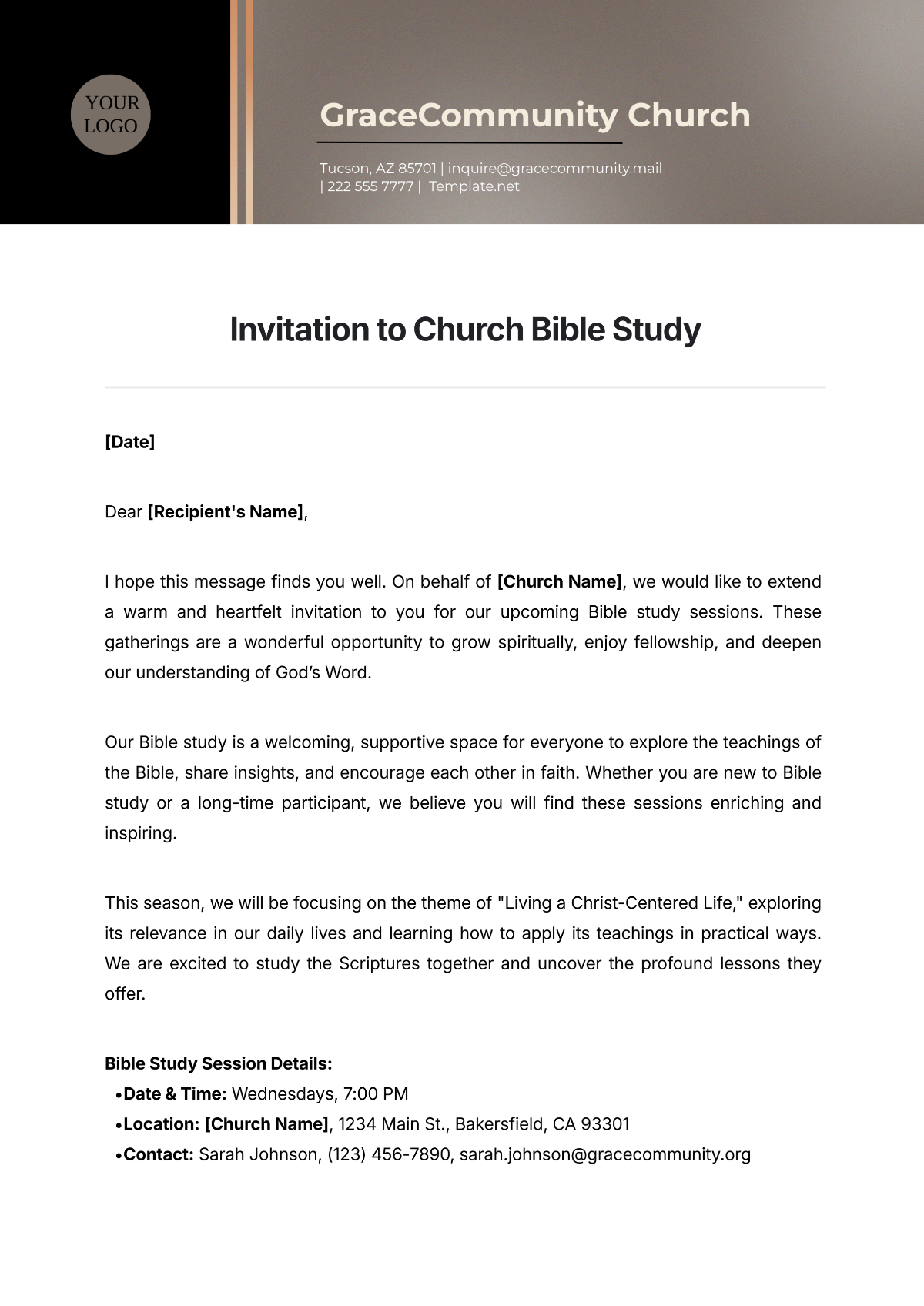 Free Invitation To Church Bible Study Template To Edit Online