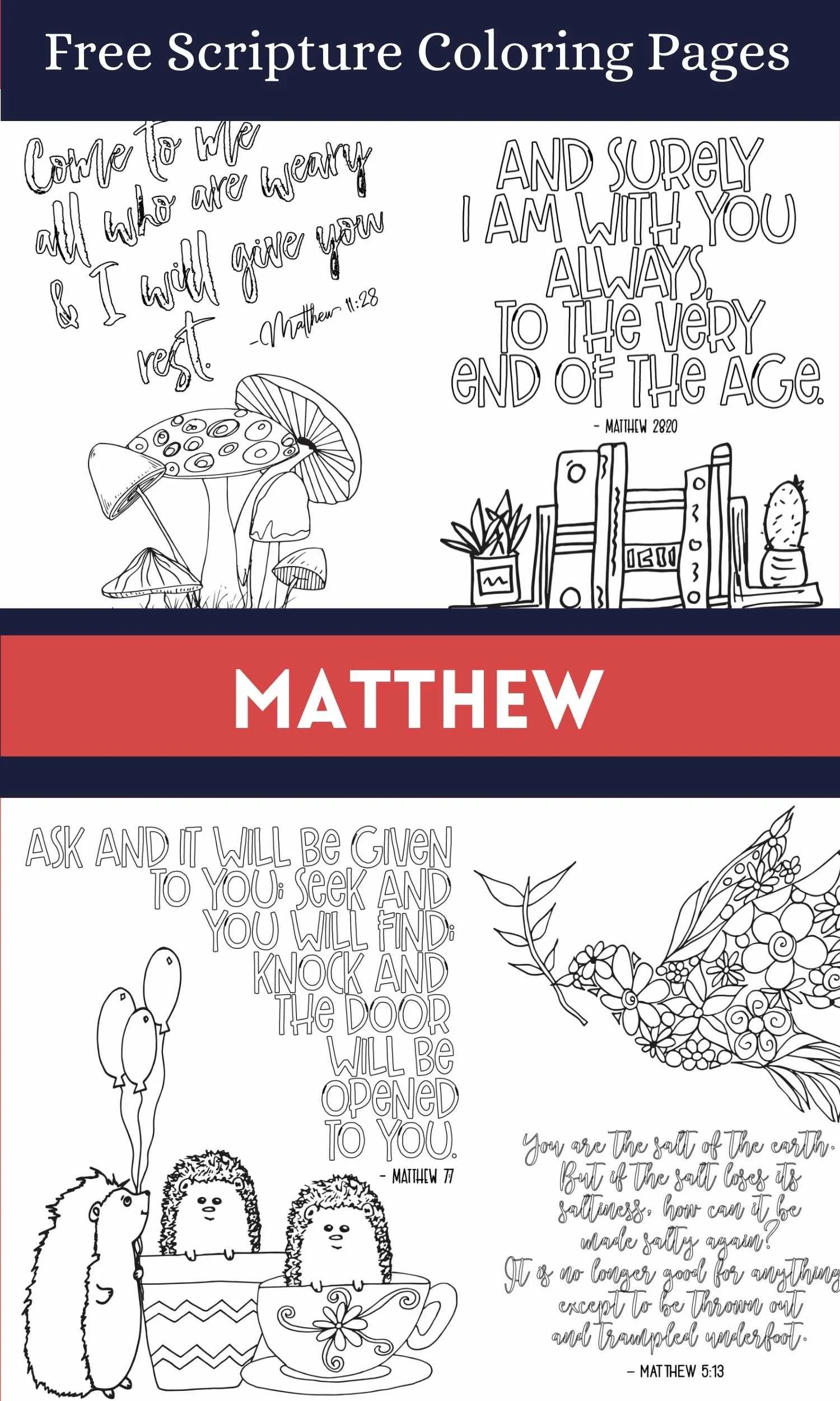 Free Matthew Scripture Coloring Pages Stevie Doodles