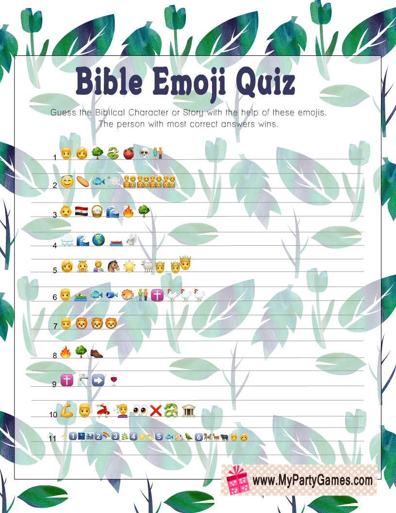 Free Printable Bible Emoji Quiz With Answer Key