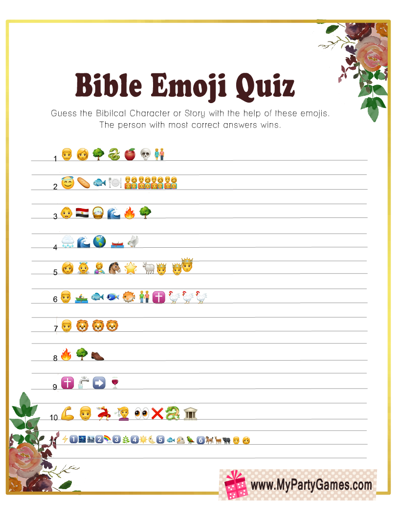 Free Printable Bible Emoji Quiz With Answer Key