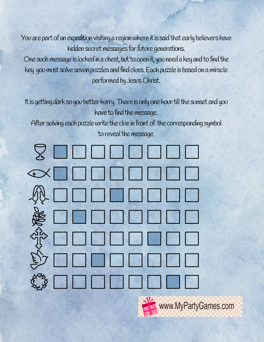 Free Printable Bible Escape Room Jesus Miracles 