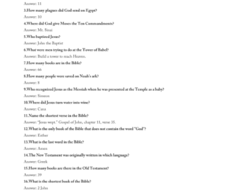 Free Printable Bible Trivia Quiz With Answer Key