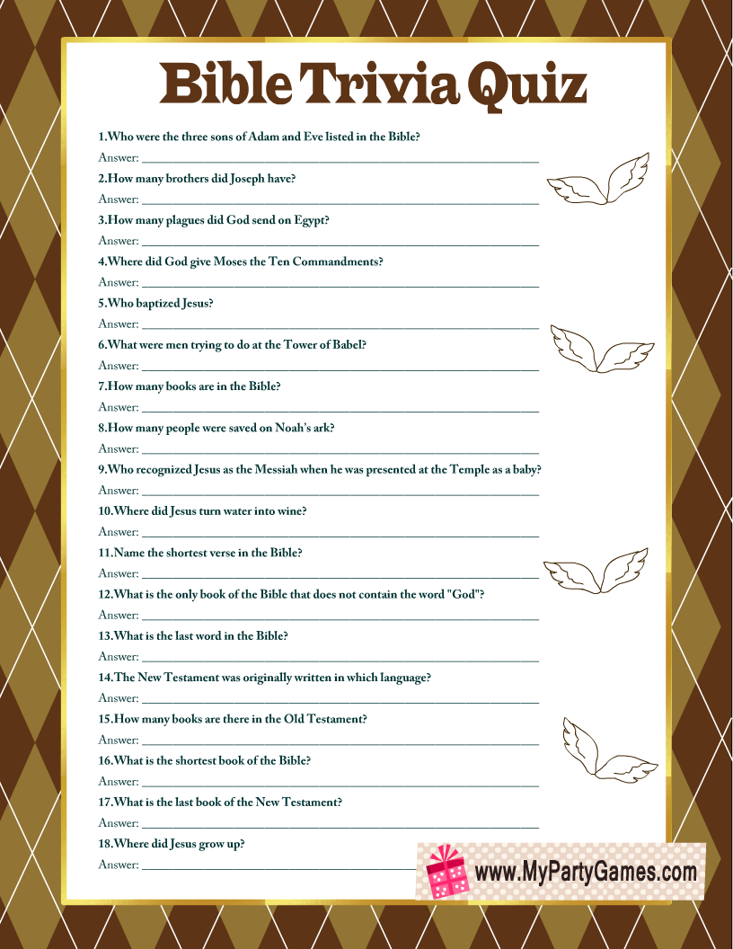Printable Bible Games