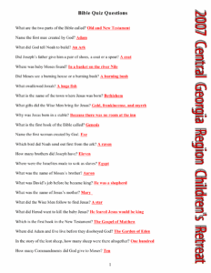 Free Printable Bible Trivia Quiz With Answer Key Worksheets Library