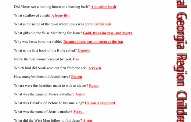 Free Printable Bible Trivia Quiz With Answer Key Worksheets Library