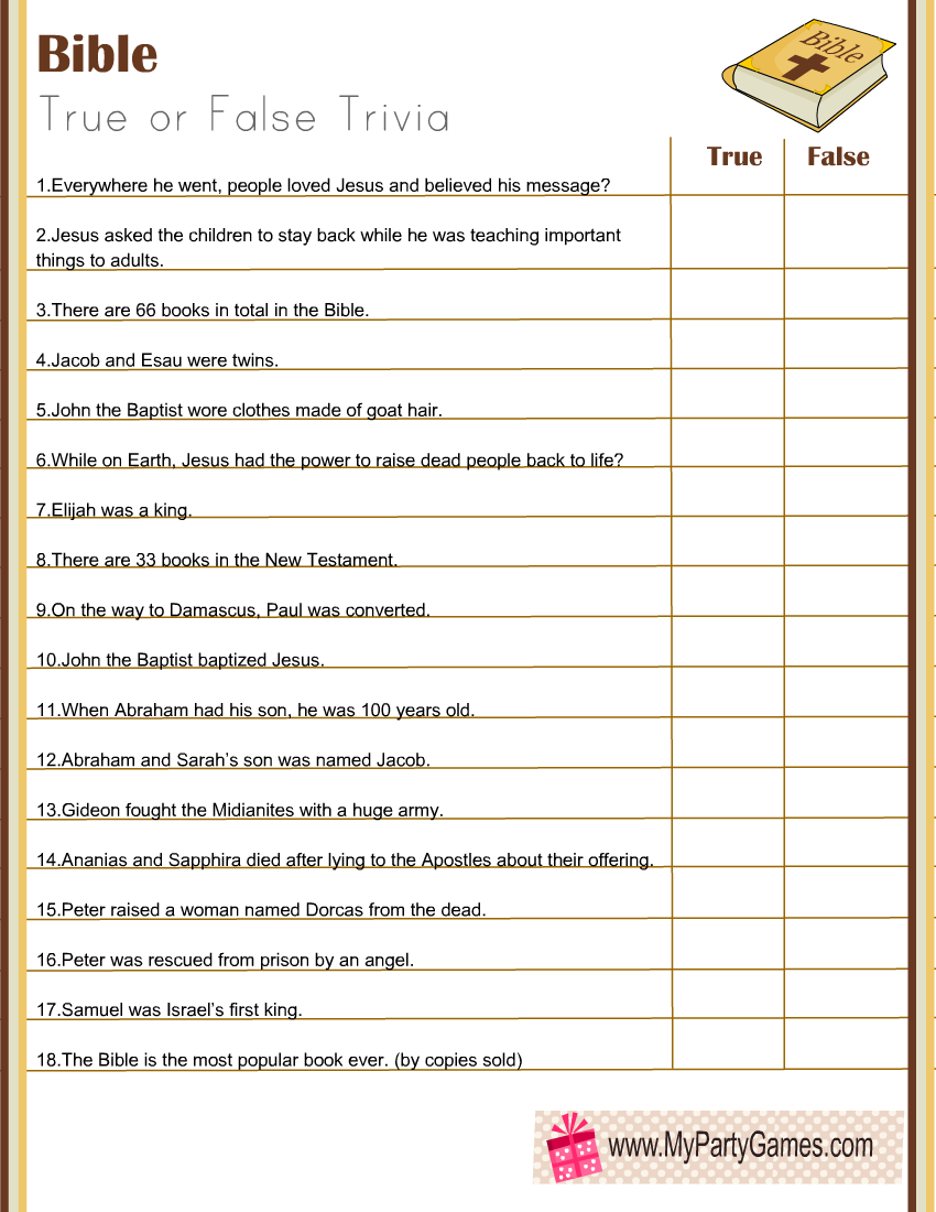 Printable Bible Trivia
