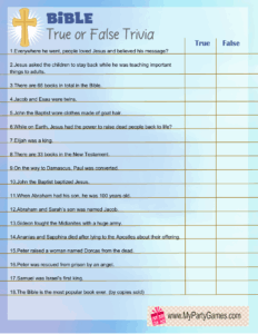 Free Printable Bible True Or False Trivia Quiz