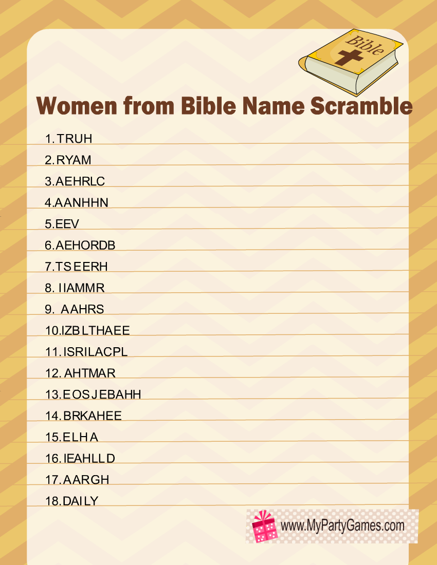 Printable Bible Game Sheet