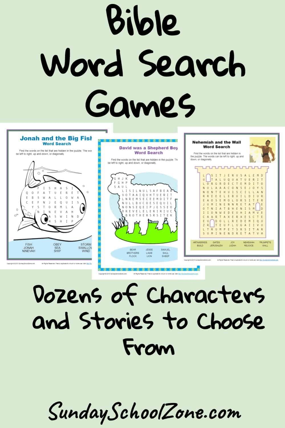 free printable bible word search activities on sunday school zone