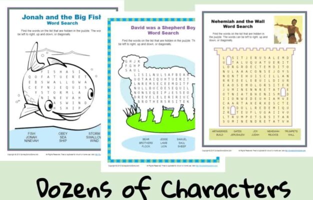 Free Printable Bible Word Search Activities On Sunday School Zone