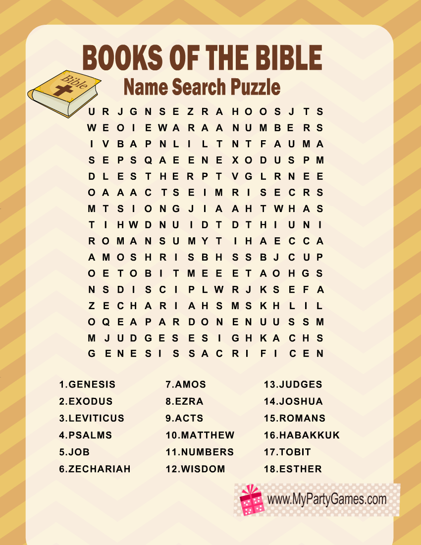 Books of Bible Word Search Printable