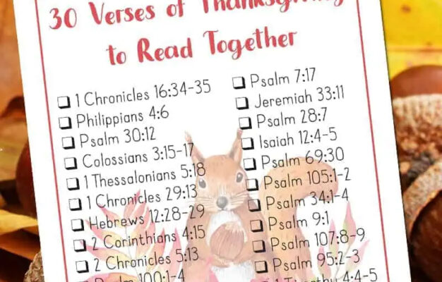 Free Printable Checklist Of 30 Beautiful Bible Verses To Read For Thanksgiving