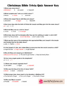 Free Printable Christmas Bible Trivia Quiz