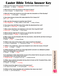 Free Printable Easter Bible Trivia Quiz With Answer Key